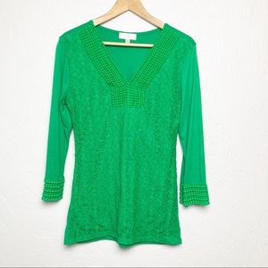 Shannon Ford Lined Lace Front Knit Top S